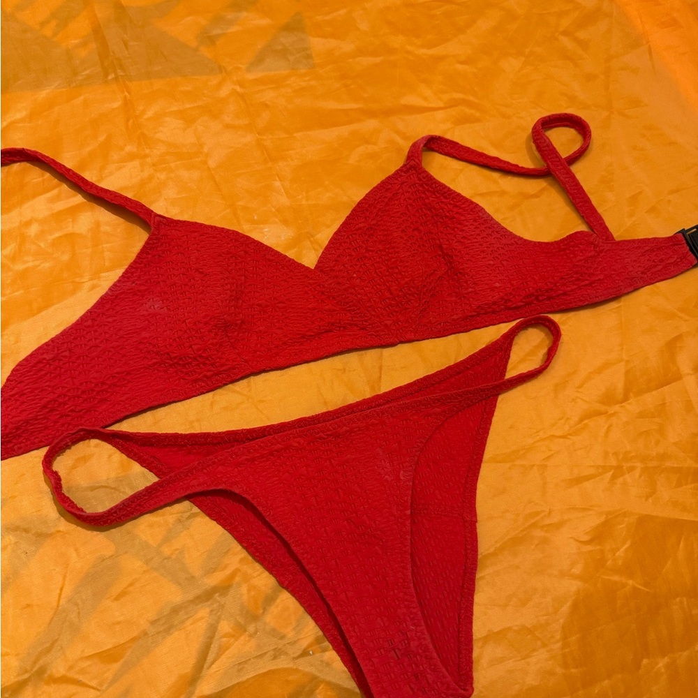 Lisa Marie Fernandez swimsuit Red Textured sz M